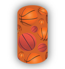 Basketballs over a Burnt Orange Background Nail Wraps