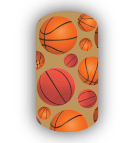 Basketballs over a Caramel Background Nail Wraps