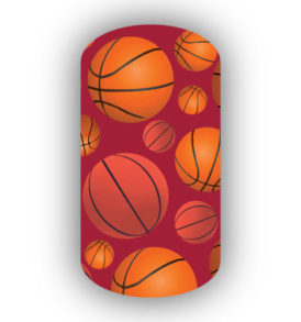 Basketballs over a Crimson Background Nail Wraps