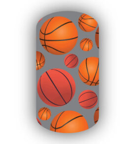 Basketballs over a Dark Gray Background Nail Wraps