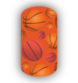 Basketballs over a Dark Orange Background Nail Wraps