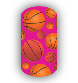 Basketballs over a Hot Pink Background Nail Wraps