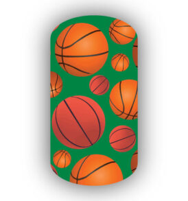 Basketballs over a Kelly Green Background Nail Wraps