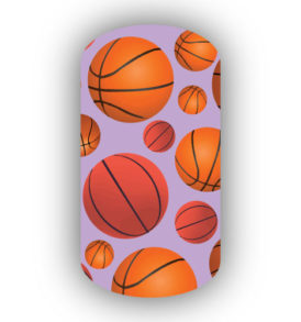 Basketballs over a Lavender Background Nail Wraps
