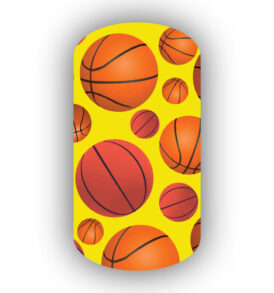 Basketballs over a Lemon Yellow Background Nail Wraps