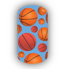 Basketballs over a Light Blue Background Nail Wraps