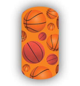 Basketballs over a Light Orange Background Nail Wraps