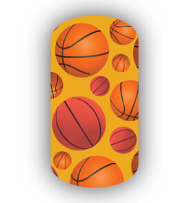 Basketballs over a Mustard Background Nail Wraps