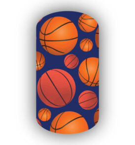 Basketballs over a Navy Blue Background Nail Wraps