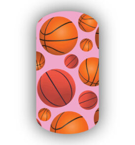 Basketballs over a Pink Background Nail Wraps