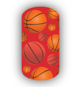 Basketballs over a Red Background Nail Wraps
