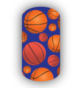 Basketballs over a Royal Blue Background Nail Wraps