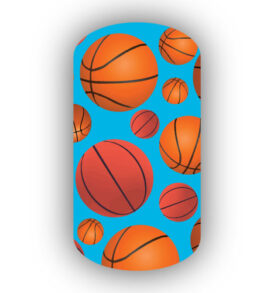 Basketballs over a Teal Background Nail Wraps