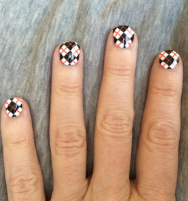 Black, White & Red Argyle Nail Art Design