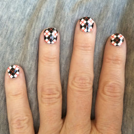 Black, White & Red Argyle Nail Art Design