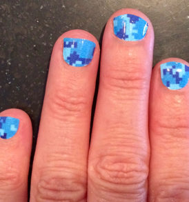 Bright Blue Digital Camouflage Nail Wraps