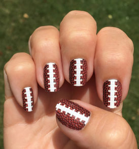 Football Texture with Stitching Nail Art Design