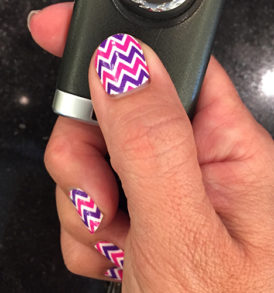 Hot Pink, Purple & White Chevron Nail Art