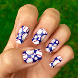 Baseball Nail Art | Multi Baseballs over Navy Blue Background Nail Wraps