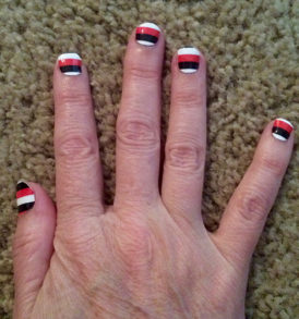 Red, Black & White Rugby Stripe Nail Wraps