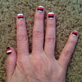 Red, Black & White Rugby Stripe Nail Wraps