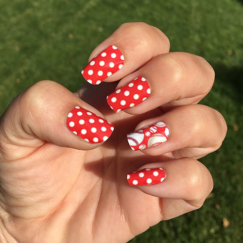 Baseball Nail Wraps | Baseballs over a Red Background