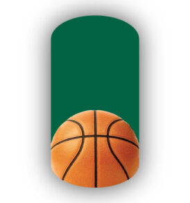 Single Basketball over a Forest Green Background Nail Wraps