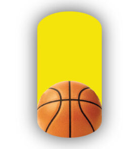 Single Basketball over a Lemon Yellow Background Nail Wraps