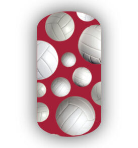 Volleyballs over a Crimson Background Nail Wraps