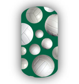 Volleyballs over a Forest Green Background Nail Wraps
