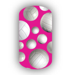 Volleyballs over a Hot Pink Background Nail Wraps