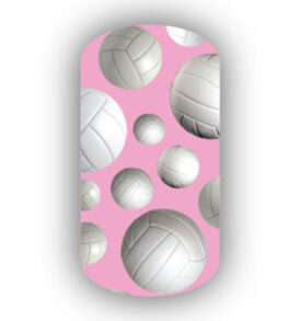 Volleyballs over a Pink Background Nail Wraps
