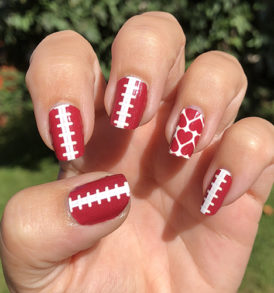 Crimson Football Nail Art Designs