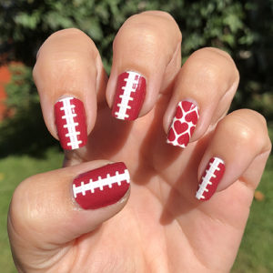 Crimson Football Nail Art Designs