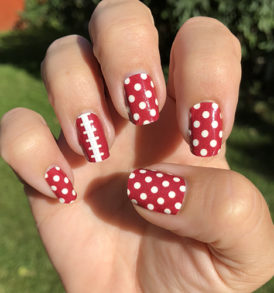 Crimson and White Small Polka Dot Nail Art Designs