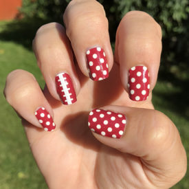 Crimson and White Small Polka Dot Nail Art Designs