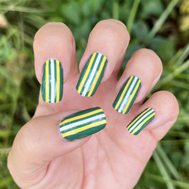 Green Bay Packers Nail Wraps. Green, yellow and white vertical stripes