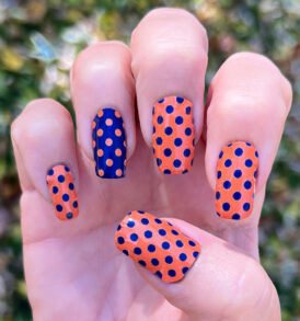 Dark Orange Navy Blue Small Polka Dot Nail Art Design Stickers