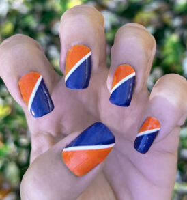 Dark Orange White Navy Diagonal Stripe Nail Stickers