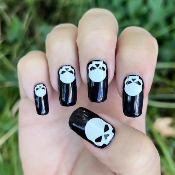 Harley Davidson Skull Nail Wraps Halloween Nail Stickers, Spooky Nail Art