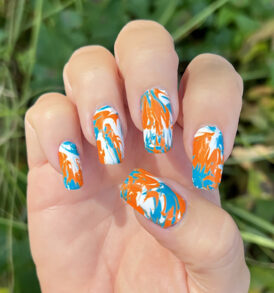 Miami Dolphins Paint Splatter Nail Wraps