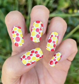 Red & Gold Bubbles on a White Background Nail Art Design