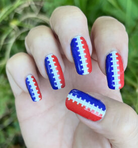 Royal Blue and Red Football Stitching Nail Art Stickers