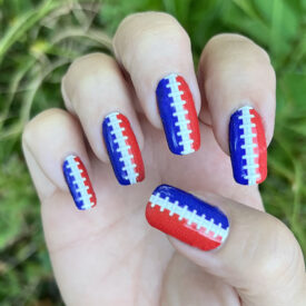 Royal Blue and Red Football Stitching Nail Art Stickers