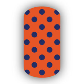 Dark orange with navy blue small polka dots nail stickers