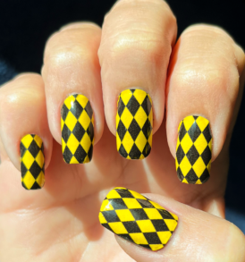 Gold Black Diamond Nail Art Design