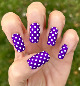 Purple with White Small Polka Dots Nail Art Stickers