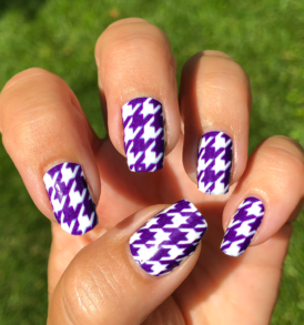 Purple White Houndstooth Nail Stickers