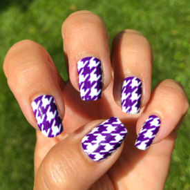 Purple White Houndstooth Nail Stickers
