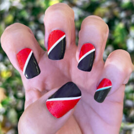 Red White Black Diagonal Stripe Nail Stickers